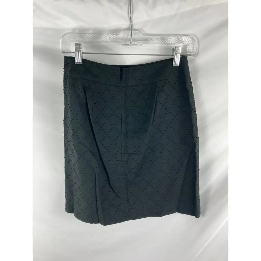Ann Taylor LOFT Textured Black Pencil Skirt Size 0